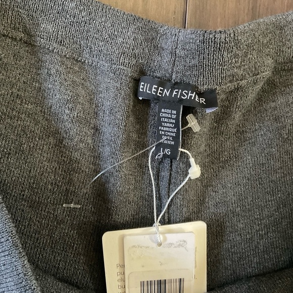 Eileen Fisher The Icon Gray 100% Wool Wide Leg Crop Pull On Knit Pants-Size L - Picture 2 of 6
